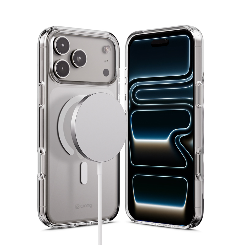 Crong Clear MAG Cover MagSafe suojakuori iPhone 17 Pro Max -laitteelle, läpinäkyvä