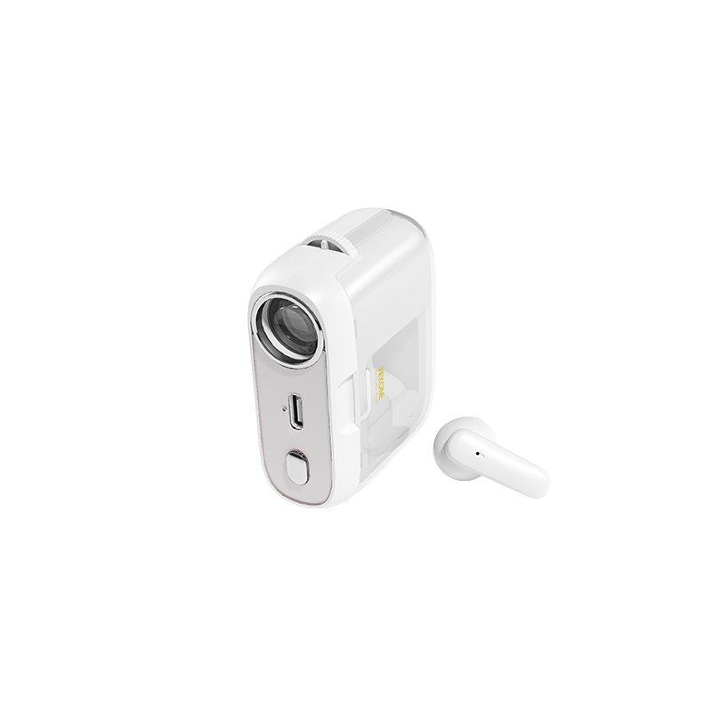 WEKOME S28 Pop Digital Series TWS-nappikuulokkeet Bluetooth 5.3 -yhteydellä, latauskotelossa projektori ja mukana 5 projektorikalvoa, valkoiset