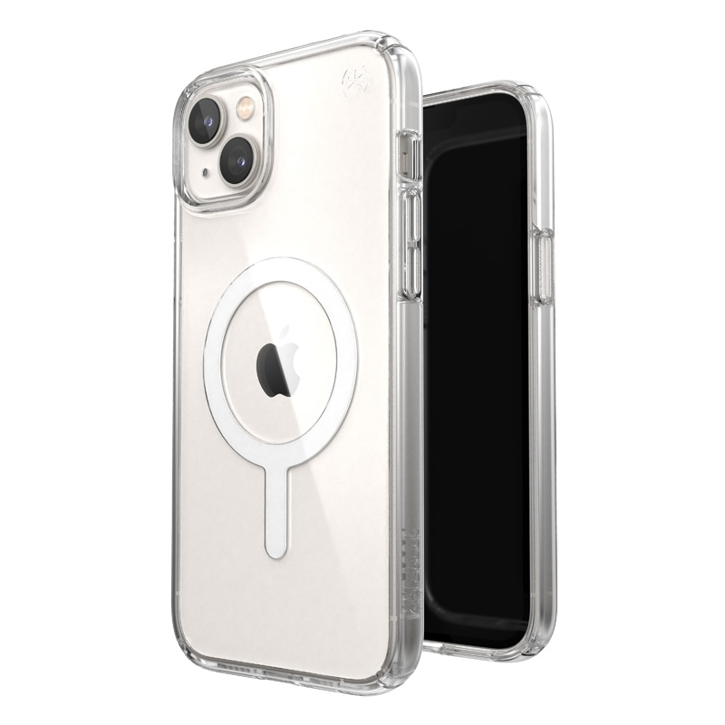 Speck Presidio Perfect-Clear + MagSafe suojakuori iPhone 15 Plus / 14 Plus -laitteelle, läpinäkyvä