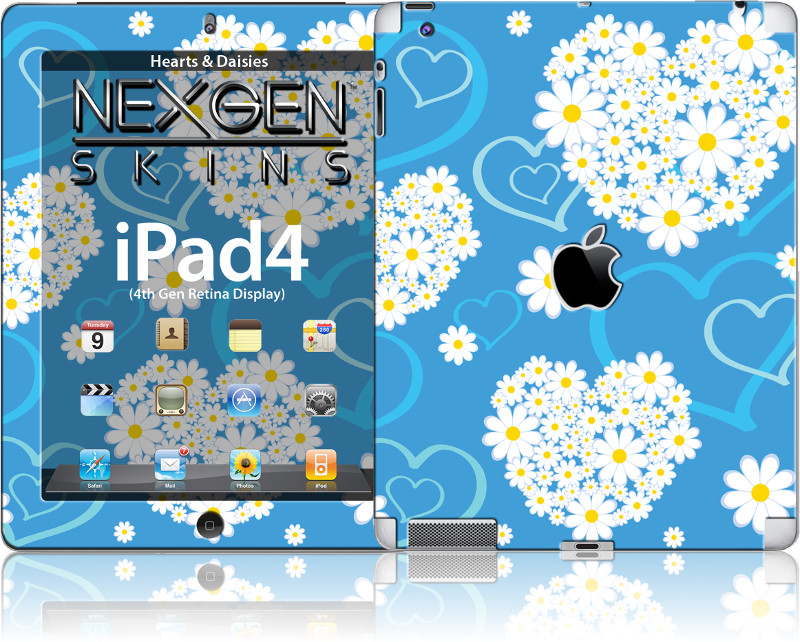 Nexgen Hearts and Daisies 3D decorative skin set for iPad 2/3/4