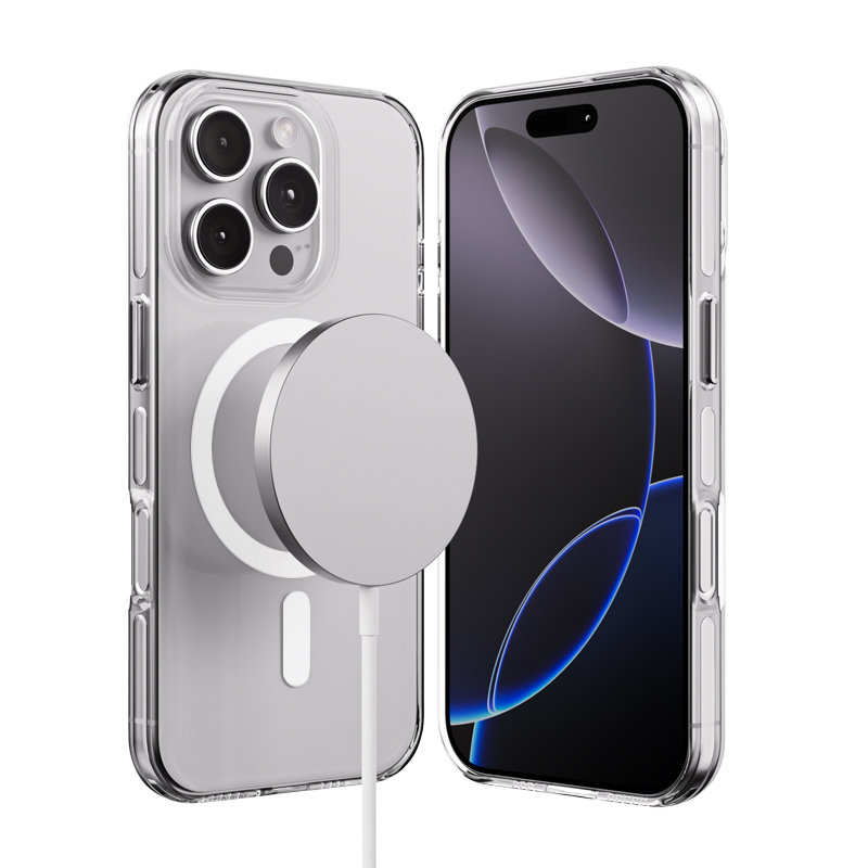 Crong Clear MAG Pro MagSafe suojakuori iPhone 16 Pro -laitteelle, läpinäkyvä