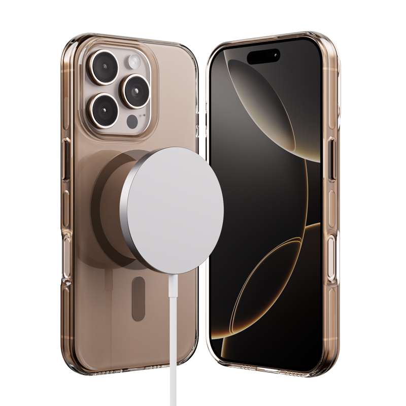 Crong Clear MAG Pro MagSafe suojakuori iPhone 16 Pro -laitteelle, aavikonbeige