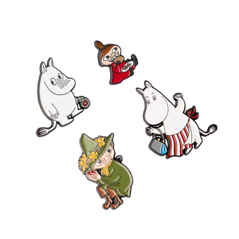 Moomins 4 rintamerkin setti vaatteisiin tai reppuun