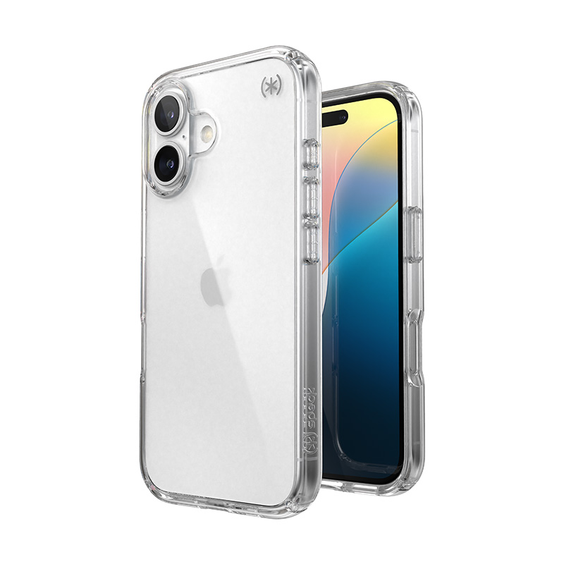 Läpinäkyvä Speck Presidio Perfect-Clear -suojakuori iPhone 16:lle