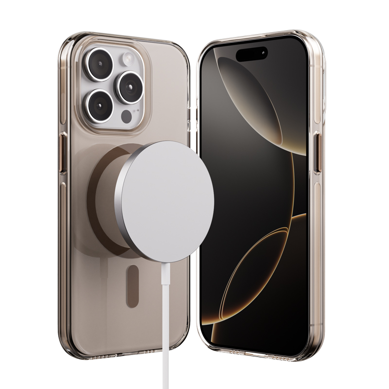 Crong Clear MAG Pro MagSafe suojakuori iPhone 15 Pro -laitteelle, aavikonbeige