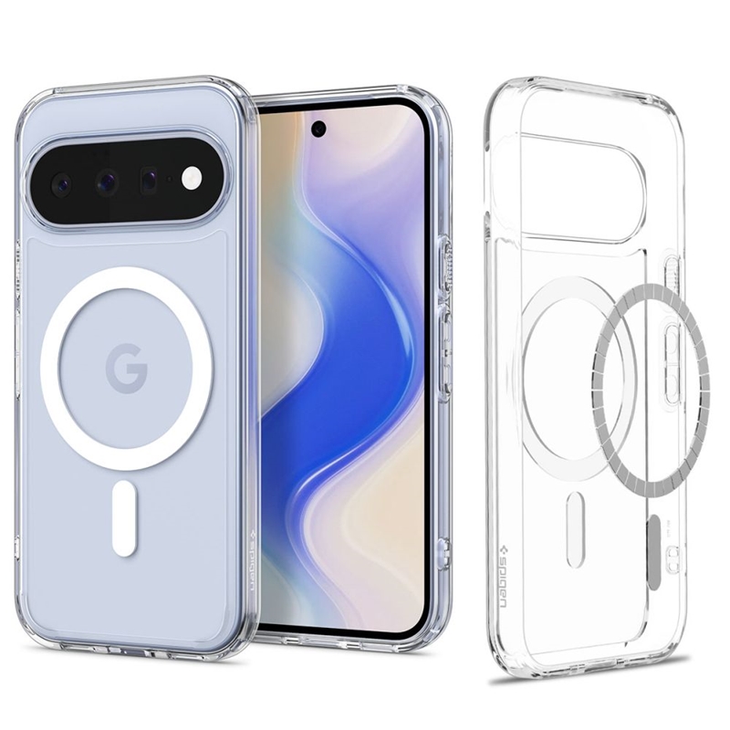 Spigen Ultra Hybrid Mag MagSafe -suojakuori Google Pixel 11 -mallille, läpinäkyvä / valkoinen