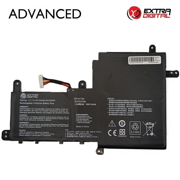 Kannettavan tietokoneen akku ASUS B31N1729, 3400 mAh, Extra Digital Advanced