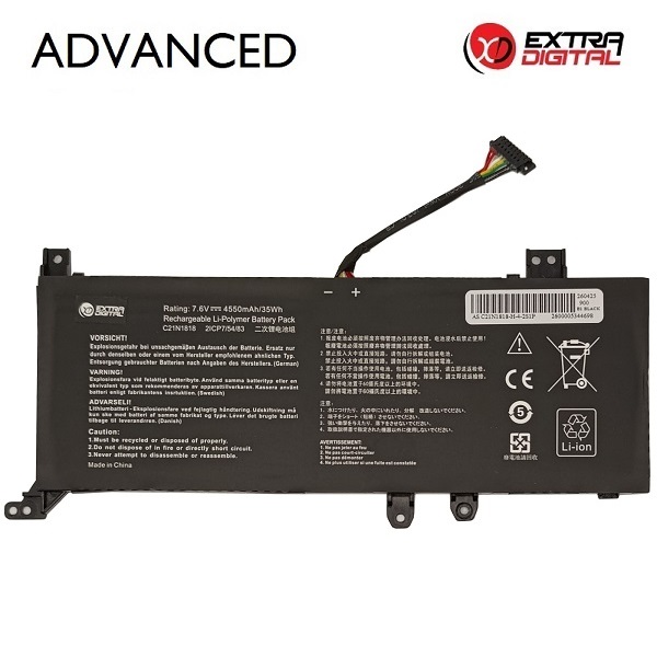 Kannettavan tietokoneen akku ASUS C21N1818, 4550 mAh, Extra Digital Advanced