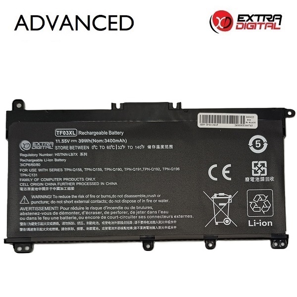 Kannettavan tietokoneen akku HP TF03XL, 3400 mAh, Extra Digital Advanced