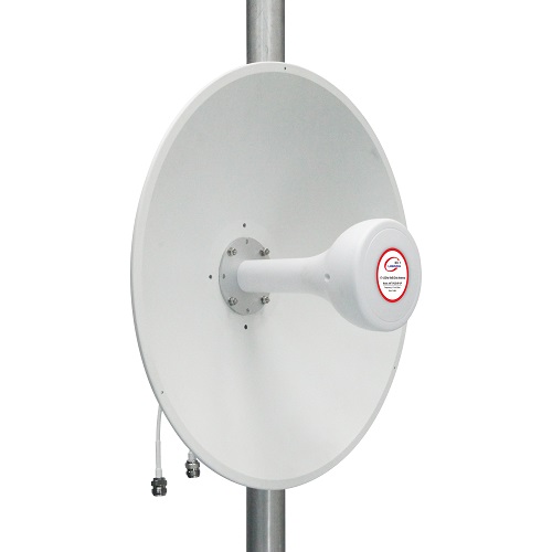 5G/LTE/CBRS 2x2 MIMO parabolic antenna, 1.7–4.2 GHz, 17 + 19 dBi