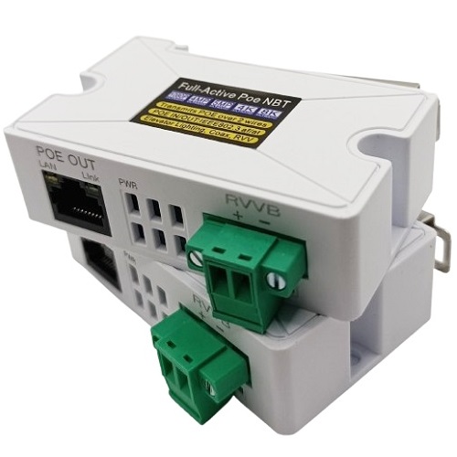 PoE 10/100 Mb/s -verkkolaajennin 2-johtimiselle kaapelille, enintään 200 m
