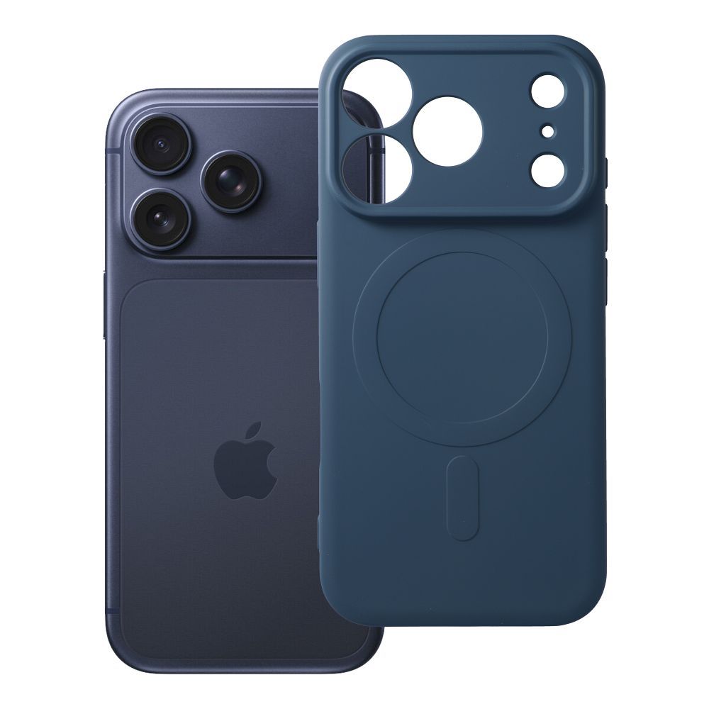 Silikoninen Mag Cover-suojakuori mallille iPhone 17 Pro / 18 Pro, MagSafe-yhteensopiva kameransuojauksella – tummansininen