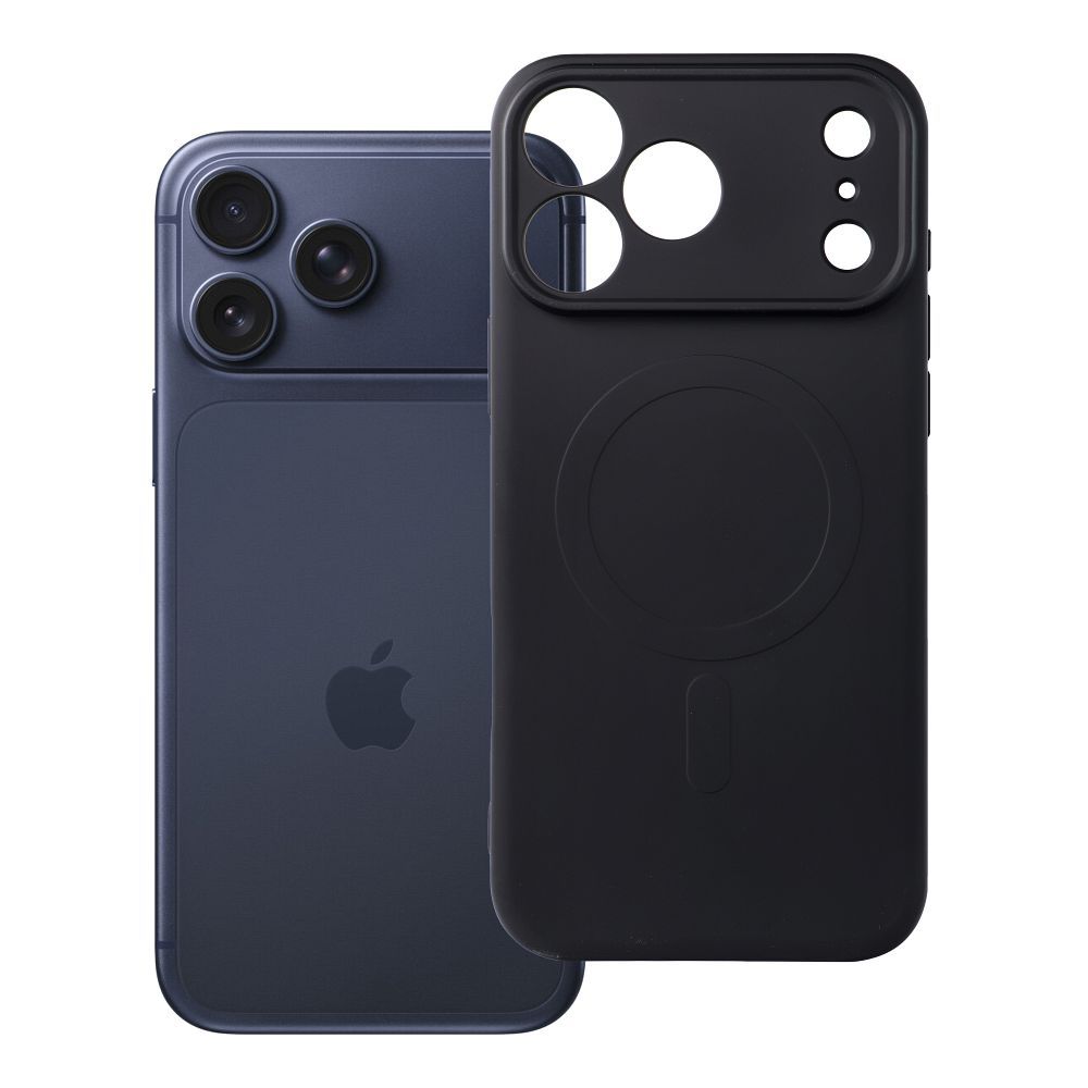 Silikoninen Mag Cover-suojakuori mallille iPhone 17 Pro Max / 18 Pro Max, MagSafe-yhteensopiva kameransuojauksella – musta