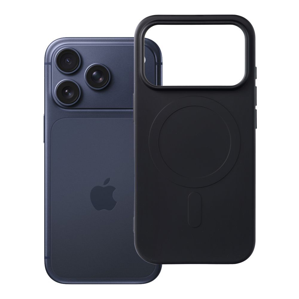 Silikoninen Mag Cover-suojakuori mallille iPhone 17 Pro / 18 Pro, MagSafe-yhteensopiva suurella kamera-aukolla – musta