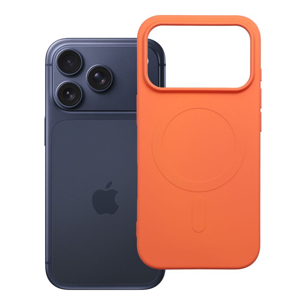 Silikoninen Mag Cover-suojakuori mallille iPhone 17 Pro / 18 Pro, MagSafe-yhteensopiva suurella kamera-aukolla – oranssi