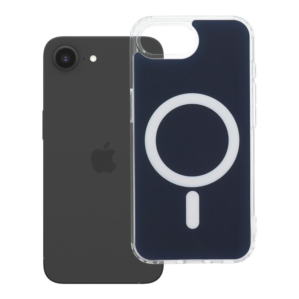 Clear Fusion Mag Cover-suojakuori mallille iPhone 16e (SE 4, 2025) / 17e, MagSafe-yhteensopiva – tummansininen
