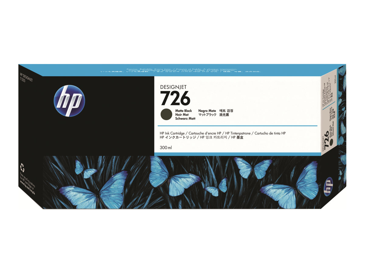 Alkuperäinen HP 726 DesignJet -mustekasetti (CH575A), mattamusta, 300ml, DesignJet T1200 -malleille