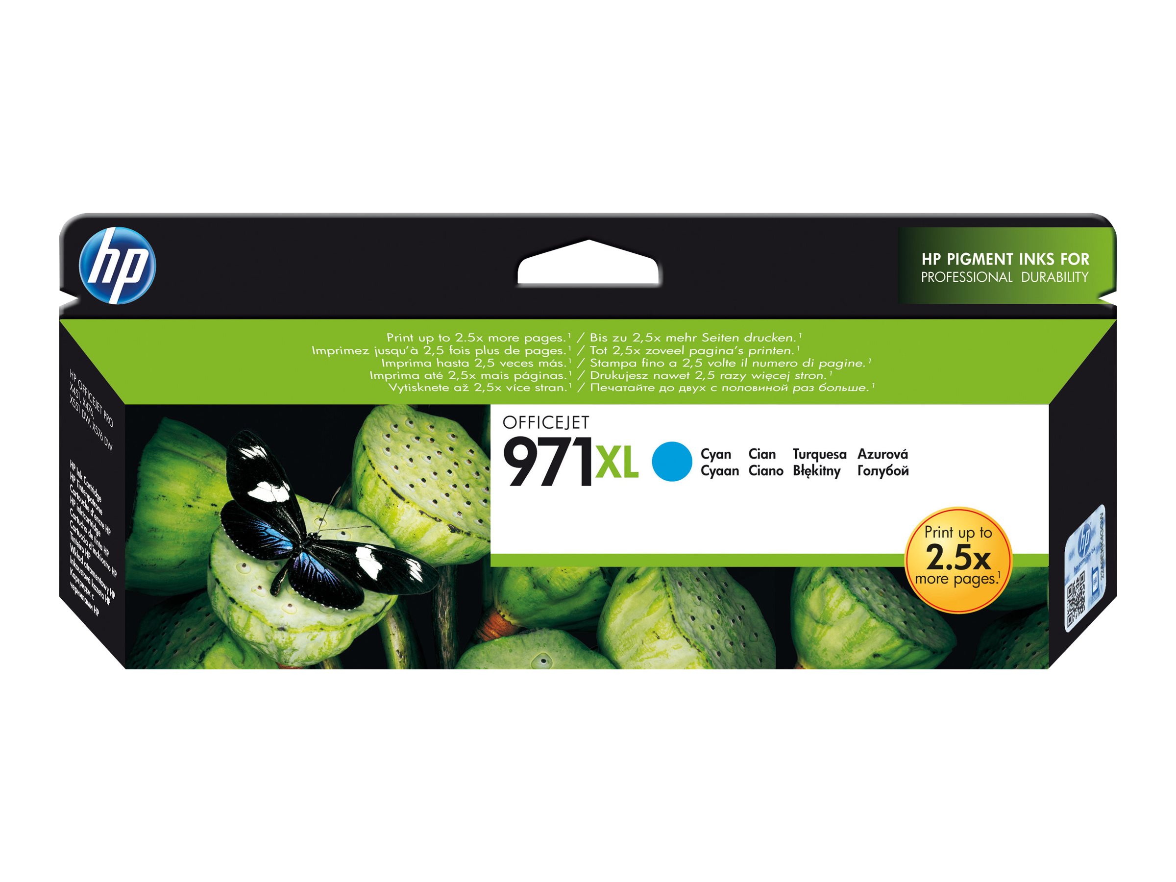 Alkuperäinen HP 971XL -mustekasetti (CN626AE), syaani, riittoisa, OfficeJet Pro X451 / X551 / X476 / X576 -malleille