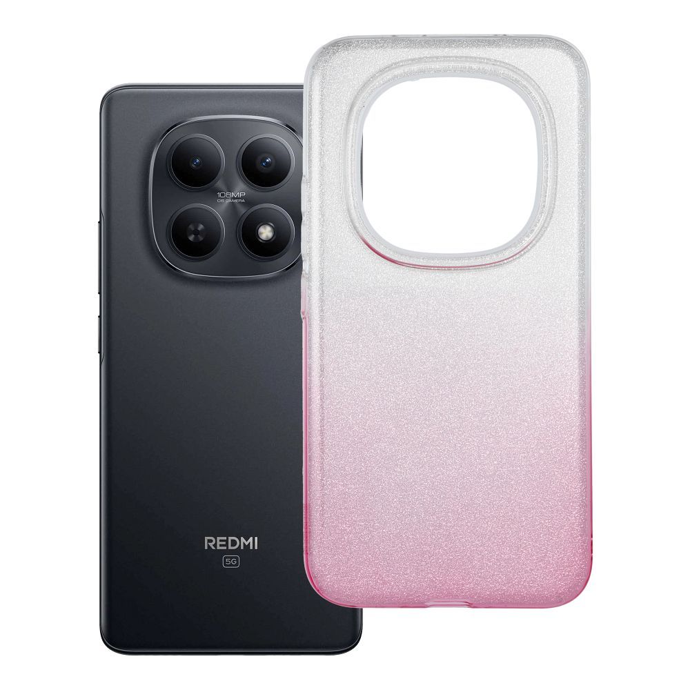 Suojakuori Xiaomi Redmi Note 15 PRO PLUS 5G -puhelimelle kiiltava läpinäkyvä vaaleanpunainen