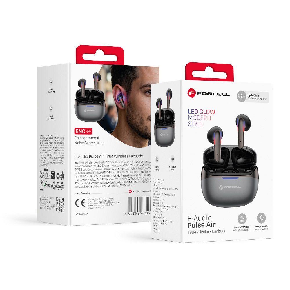 Forcell F-Audio Pulse Air ENC TWS wireless earbuds – black