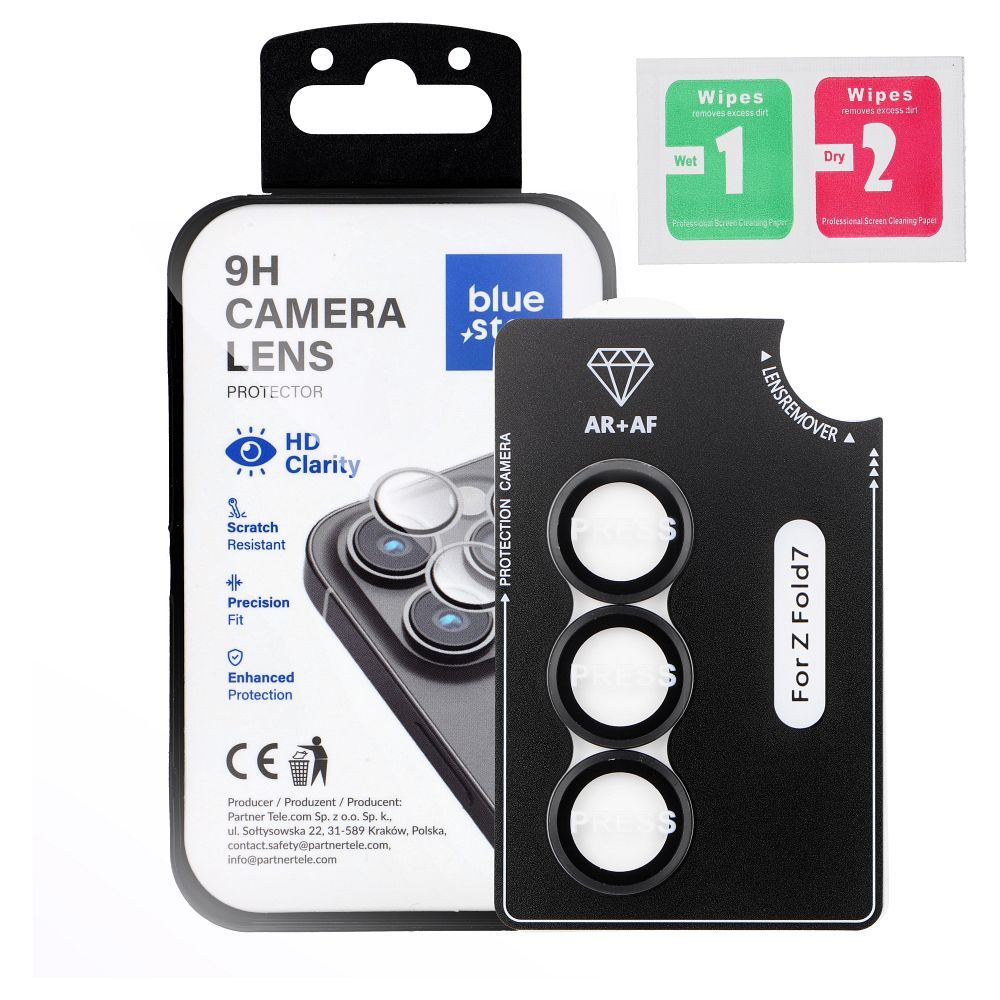 Blue Star Easy Install tempered-glass camera-lens protector for Samsung Galaxy Z Fold7 – black
