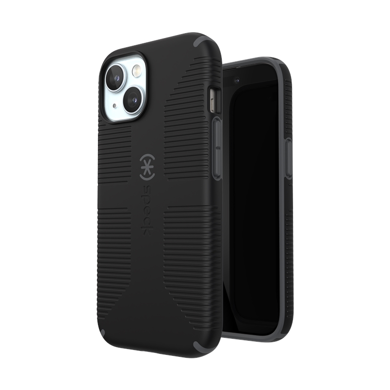 Speck Candyshell Grip MagSafe - Suojakuori iPhone 17e / 16e / 15 / 14 / 13 (musta / liuskekivi harmaa)