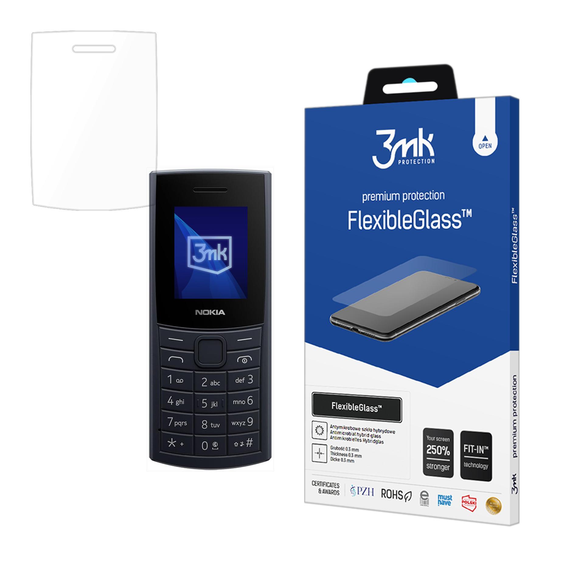 Nokia 110 4G 2023 – 3mk FlexibleGlass puhelimen näytönsuoja