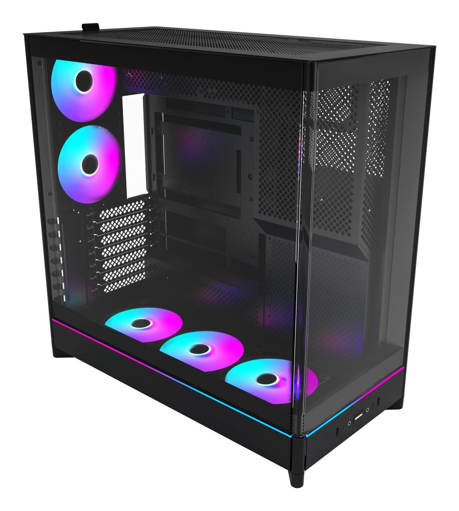 MONTECH HS02 PRO HS02PRO(B) MidiTower-tietokonekotelo, ATX/MicroATX/MiniITX, irrotettava HDD-kehikko, läpinäkyvä paneeli, musta, virtalähde ei sisälly toimitukseen