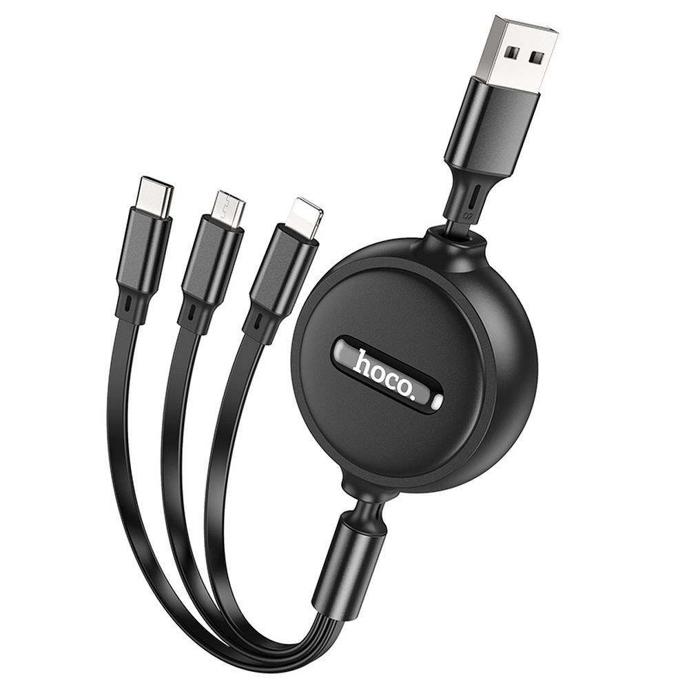 Hoco 3-in-1 Kaapeli USB-A - Lightning / Micro USB / USB-C 2A 1m X75 Musta