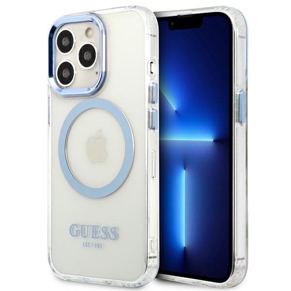 Guess GUHMP13LHTRMB iPhone 13 Pro / 13 6.1" sininen kovakuori Metal Outline MagSafe