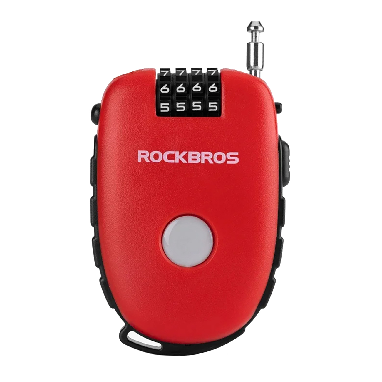 Rockbros 32420981001 pyöränlukko sisäänkelautuvalla vaijerilla, punainen