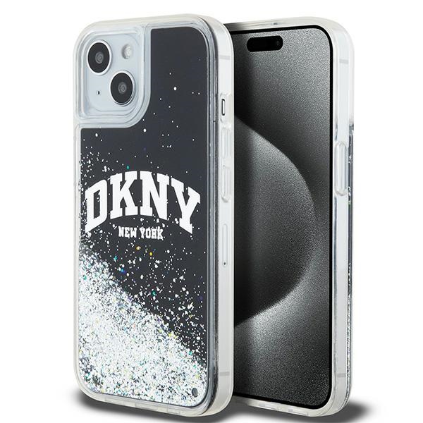 DKNY suojakuori iPhone 15 6,1' HC DKHCP15SLBNAEK musta HC nestemäiset kimalteet kaarilogolla