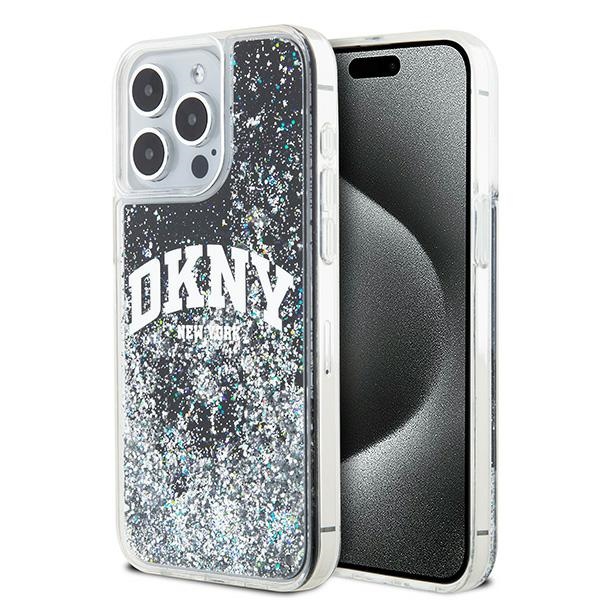 DKNY suojakuori iPhone 15 Pro Max 6,7' DKHCP15XLBNAEK musta HC nestemäiset kimalteet kaarilogolla