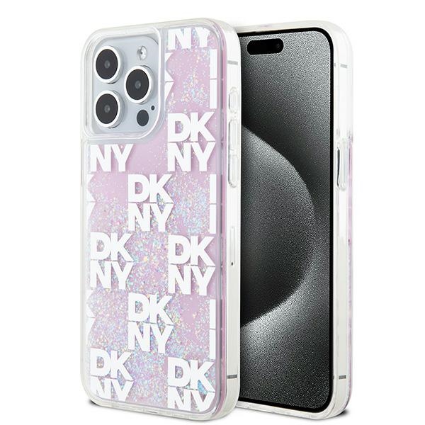 DKNY iPhone 15 Pro Max 6.7" Vaaleanpunainen Suojakuori Liquid Glitter Multilogo