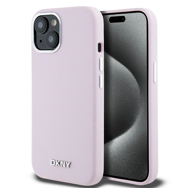 DKNY suojakuori iPhone 15 6,1' DKHMP15SSMCHLP pinkki HC MagSafe silikoni vaakasuoralla metallilogolla