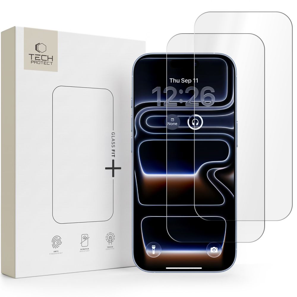 Tech-Protect Glass Fit+ 2-pack karkaistu lasi iPhone 16 Pro Max / 17 Pro Max:lle - läpinäkyvä