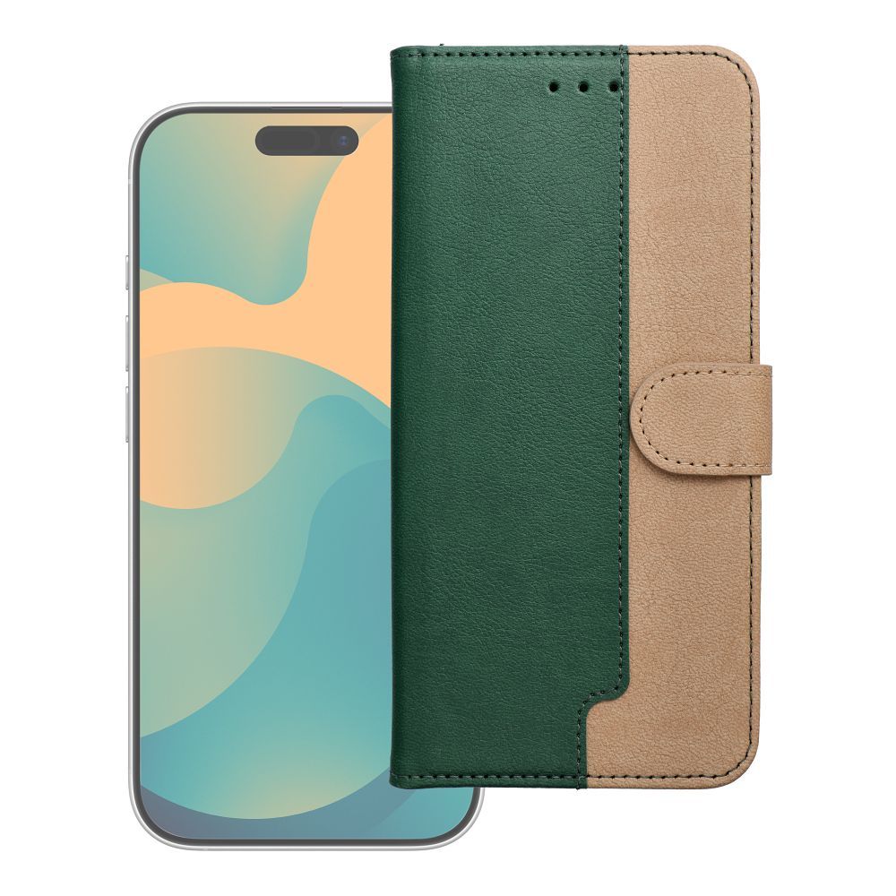 Vihreä ja kullanvärinen Split Book -läppäkotelo Motorola Moto G17 Power -puhelimelle