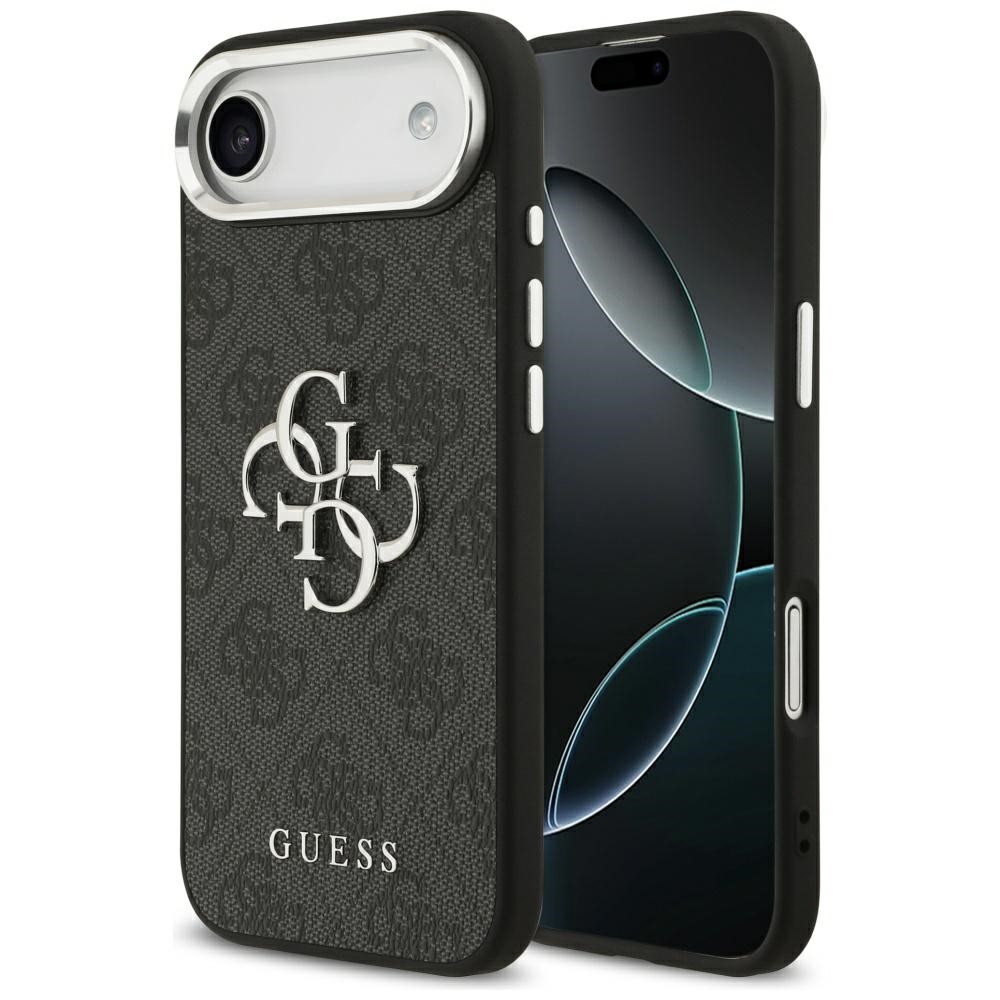 GUESS suojakuori iPhone 17 Air GUHCP17MP4G4SMCK (4G PU-nahkakuori isolla 4G- ja Classic-logolla sekä hopeisella metallikameran kehyksellä) musta