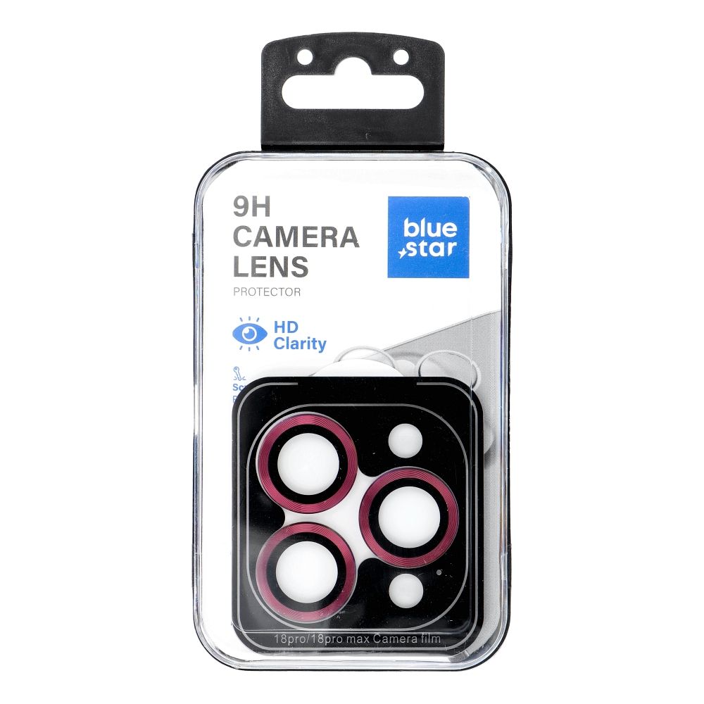 BLUE STAR Easy Install kameran linssinsuojus laitteelle iPhone 18 Pro / 18 Pro Max, väri: tumma kirsikka