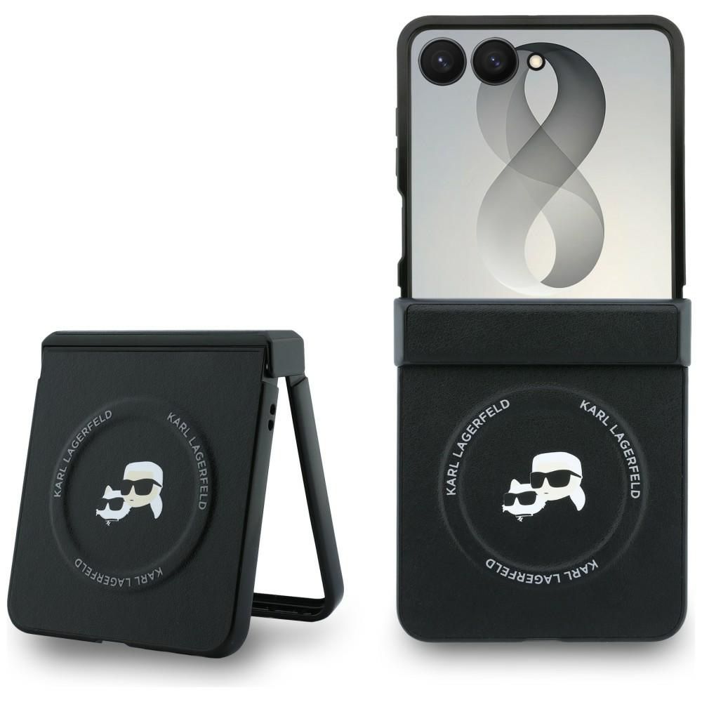 Musta Karl Lagerfeld Karl & Choupette Pins MagSafe -suojakuori Samsung Galaxy Z Flip8 -puhelimelle