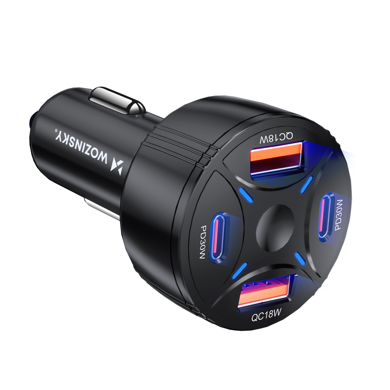 Wozinsky WLS-04 60W autolaturi, 2xUSB-C ja 2xUSB-A, musta