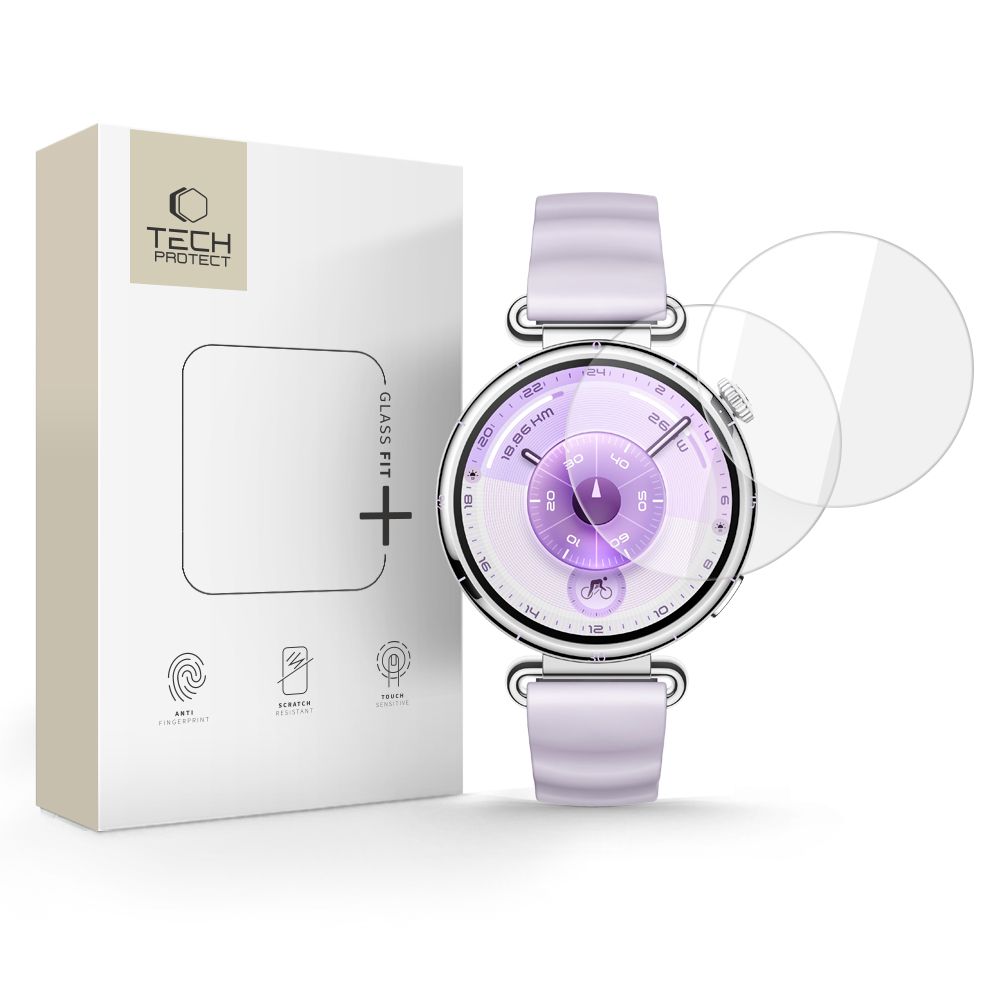 Tech-Protect Glass Fit+ 2-pack karkaistu lasi Huawei Watch GT 6 41mm:lle - läpinäkyvä