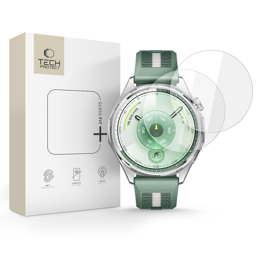 Tech-Protect Glass Fit+ 2 kappaleen karkaistu lasi Huawei Watch GT 6 46mm:lle - Läpinäkyvä