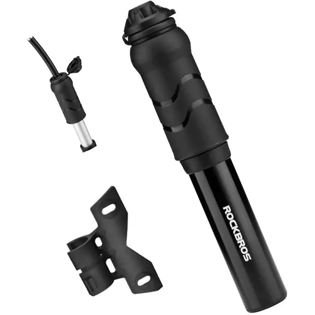 Rockbros 810PCS-HP minikäsipumppu pyörälle Presta- ja Schrader-letkulla, musta