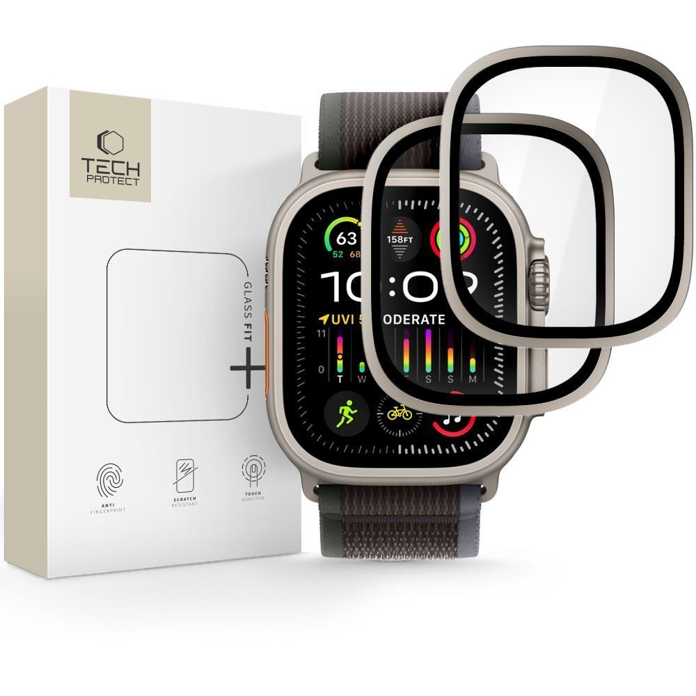 Tech-Protect 2-Pack Karkaistu Lasi Apple Watch Ultra 49mm - Hopeinen ja Musta