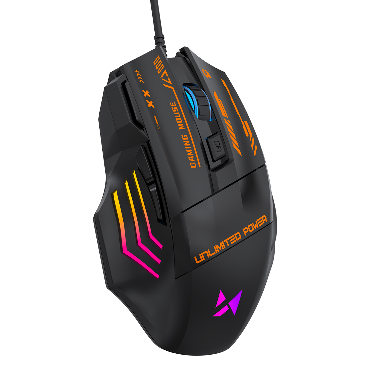 Wozinsky WMGK-1179W langallinen optinen pelihiiri, 7200 DPI, taustavalaistu, musta
