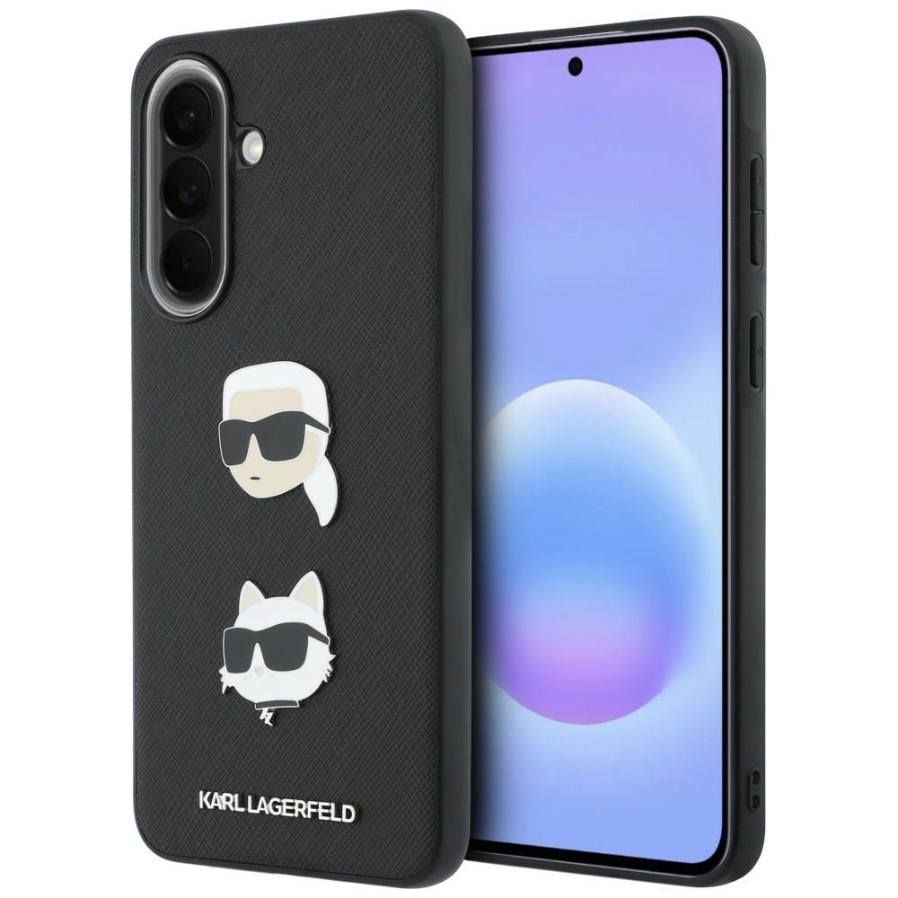 Karl Lagerfeld -suojakuori Karl&Choupette Heads Pins&Logo -kuviolla Samsung Galaxy A57 5G -mallille, musta