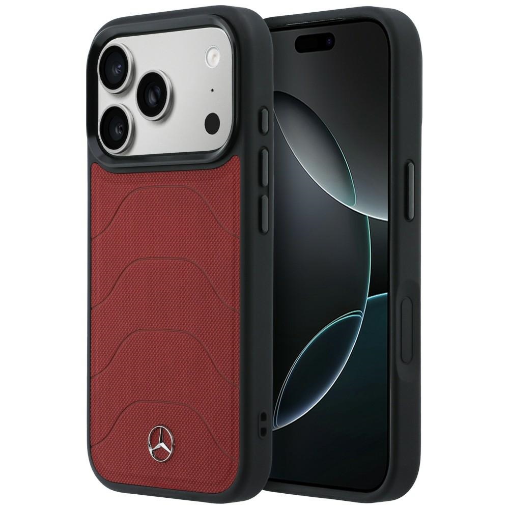 Mercedes Leather Mesh with Bow Line MagSafe -suojakuori iPhone 17 Pro Max -mallille, punainen