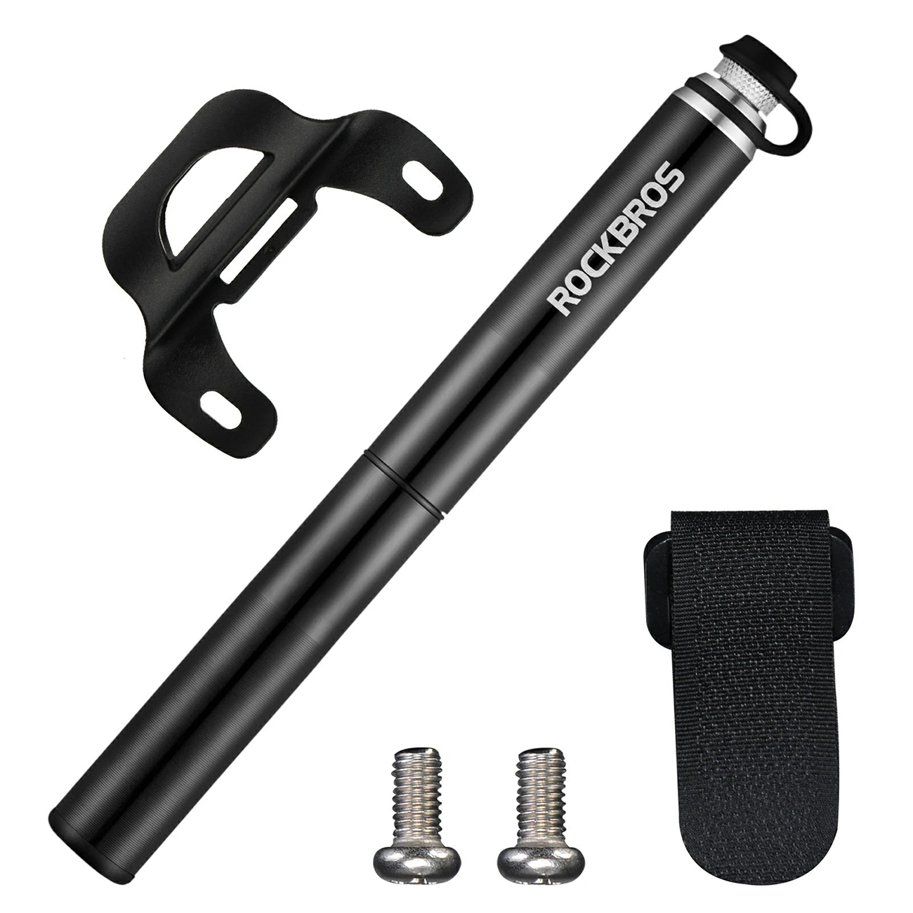 Rockbros JG-PB-004 kevyt pyöräpumppu painemittarilla – väri: musta