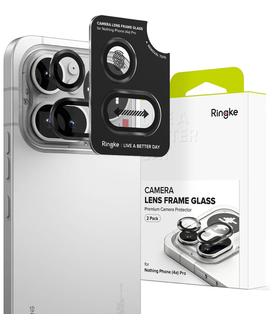Ringke Camera Frame Protector -kamerakehyksen suoja, 2 kpl:n pakkaus, Nothing Phone 4A Pro -mallille, musta
